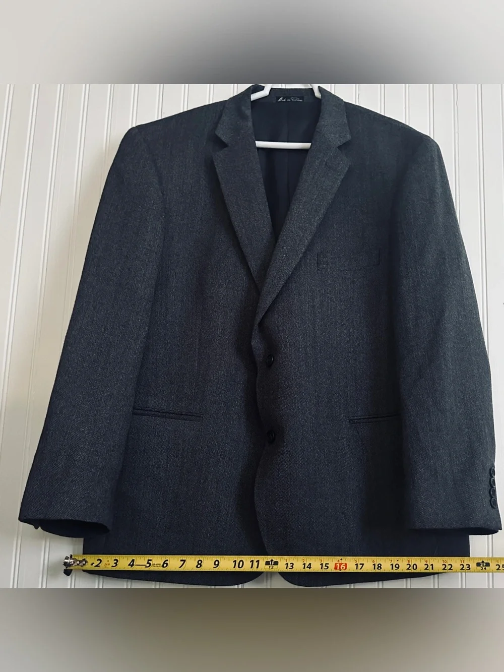 Men's Charcoal Gray Two-Button Wool-Blend Blazer (Designer Made)